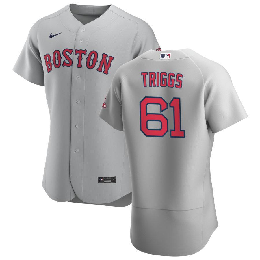 Cheap Boston Red Sox 61 Andrew Triggs Men Nike Gray Road 2020 Authentic Team MLB Jersey